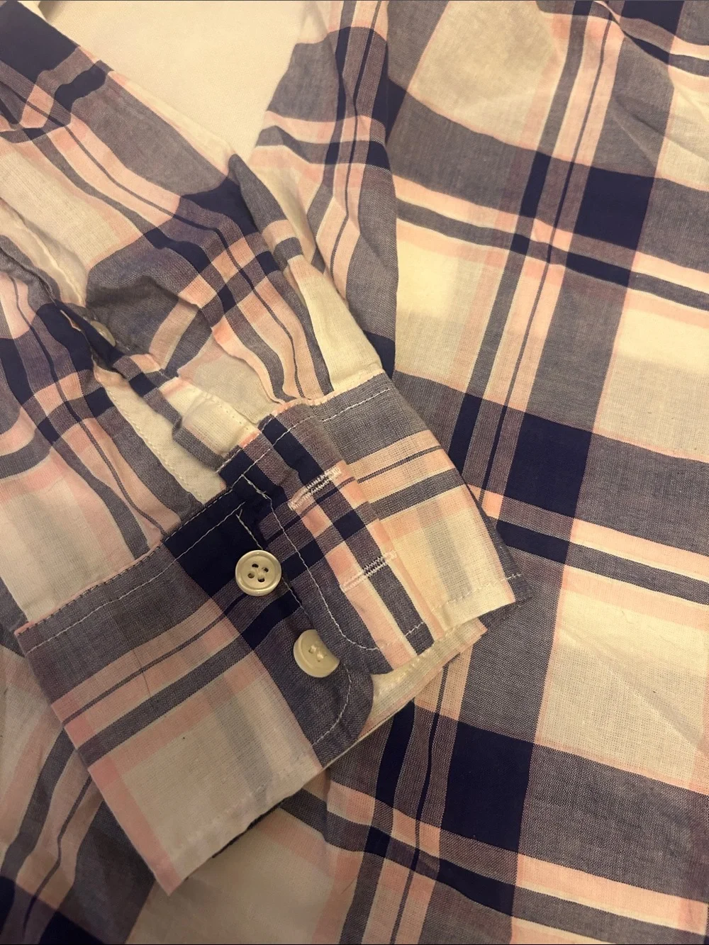 J. Crew Navy and Pink Plaid Button-Down Shirt